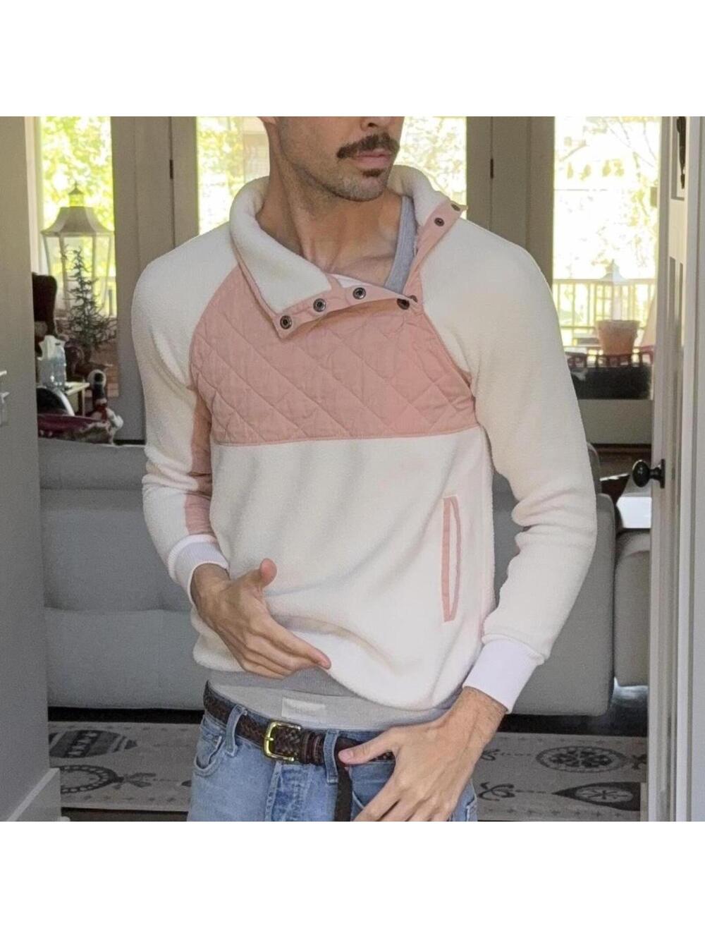 🤍 Abercrombie & Fitch Sherpa Pullover XS Pink Cream Cozy Fleece